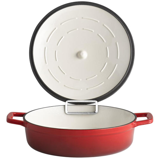 5 STARS Gusseisenbräter mit Deckel - 3 l - (Ø 28 x 13 cm) - Rot