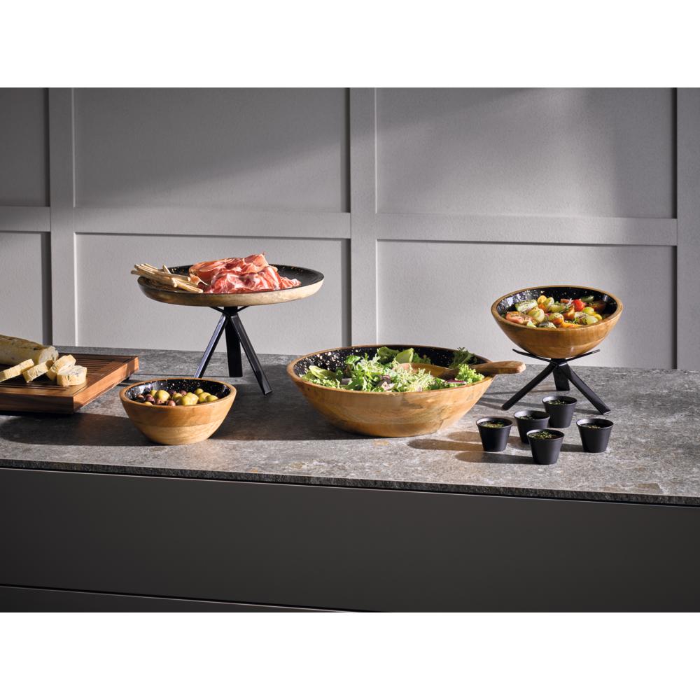 MANGO Schale - 0,8 l - (Ø 20 x 7,5 cm) - Holz - Schwarz/Gold