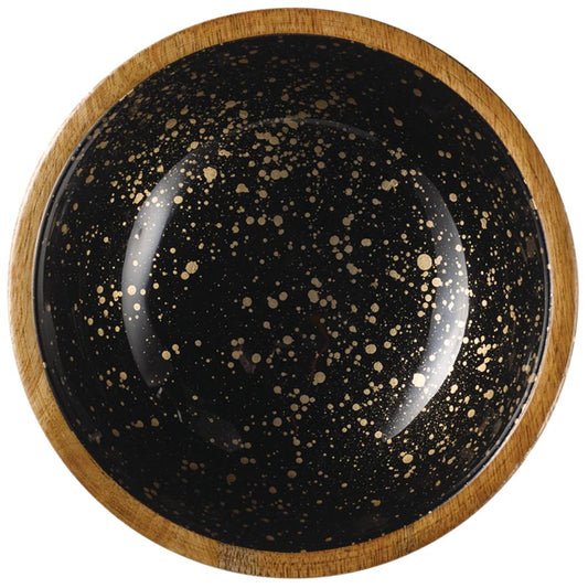 MANGO Schale - 0,8 l - (Ø 20 x 7,5 cm) - Holz - Schwarz/Gold