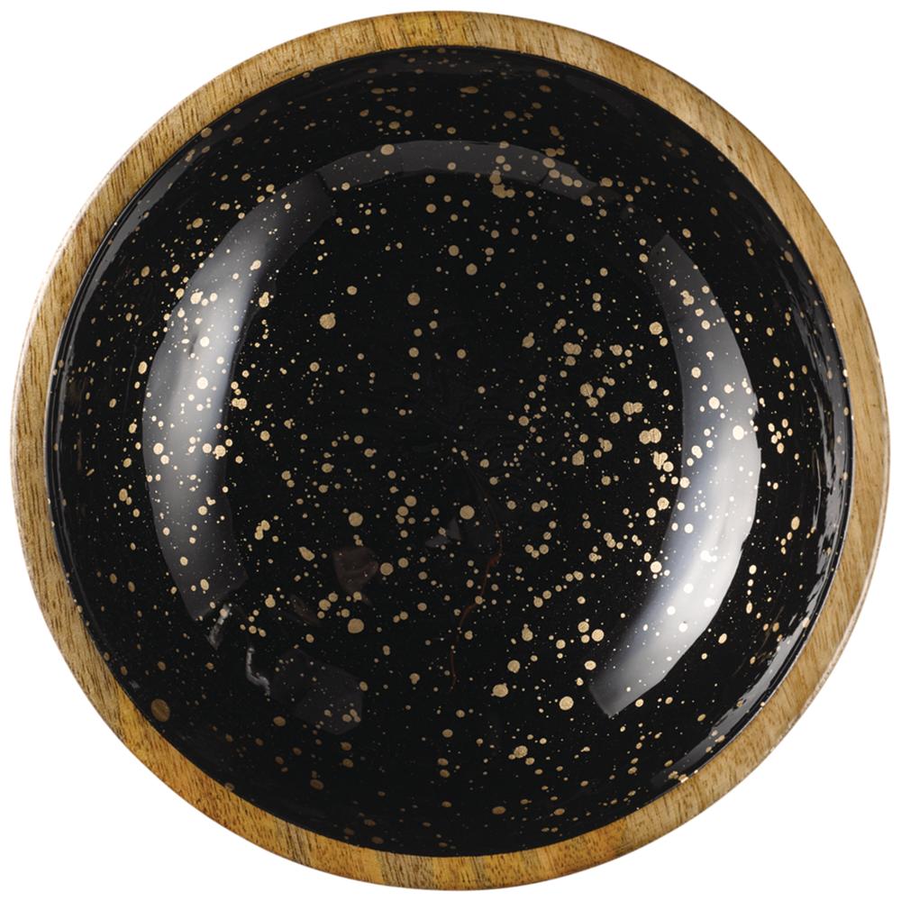 MANGO Schale - 1,1 l - (Ø 24 x 7,5 cm) - Holz - Schwarz/Gold