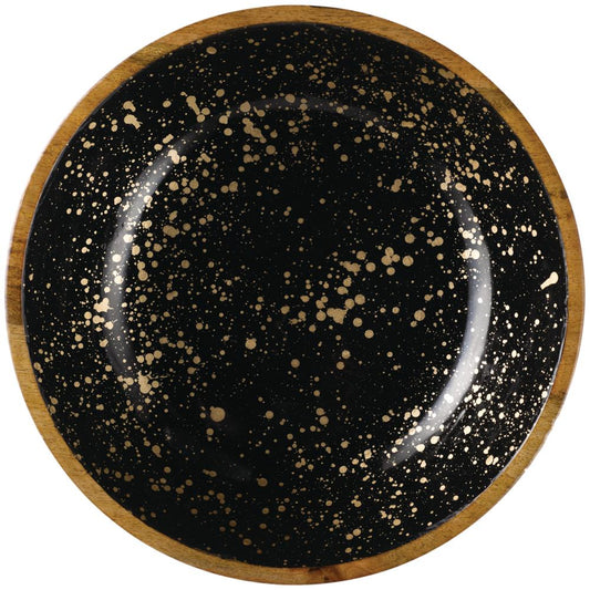 MANGO Schale - 4 l - (Ø 37 x 9 cm) - Holz -Schwarz/Gold