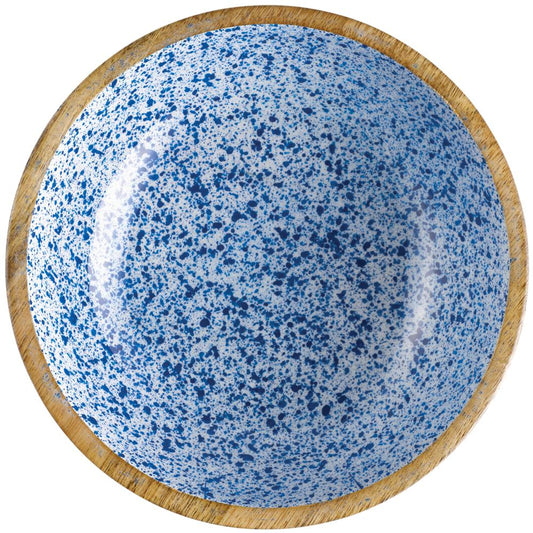 MANGO Schale - 1,1 l - (Ø 24 x 7,5 cm) - Holz - Weiß/Blau