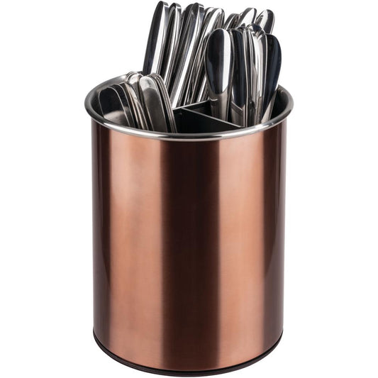 Besteckbehälter - (Ø 13 x 16,5 cm) - Edelstahl - Kupfer