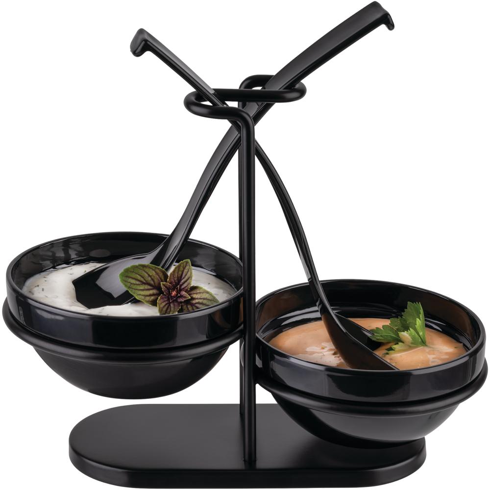 Löffelablage mit 2 Schalen - 23,5 x 12,5 x 19 cm - Schwarz