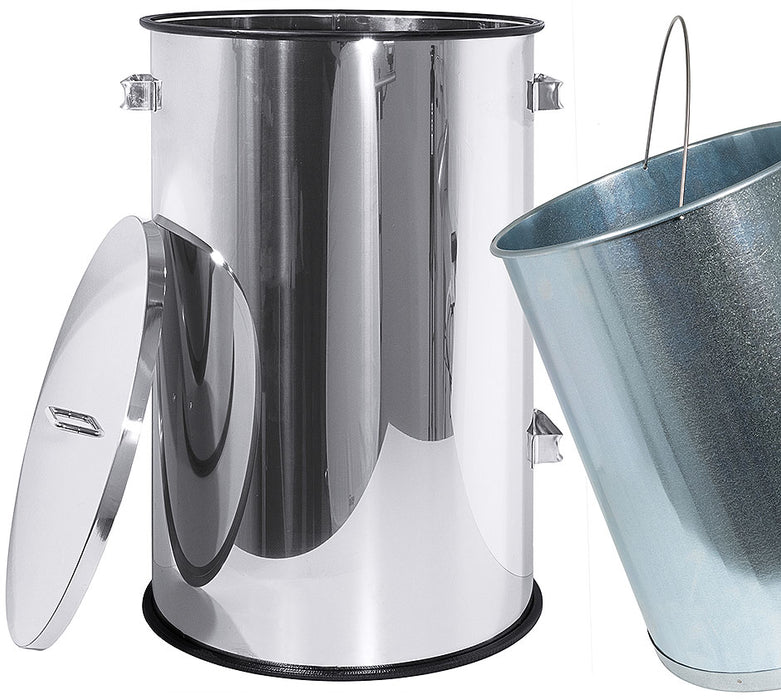 Abfalltonne CNS 18/0 - 70 l - mit Deckel