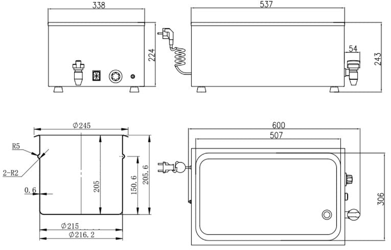 ECOLINE Bain-Marie GN 1/1 - 150 mm, mit Ablasshahn