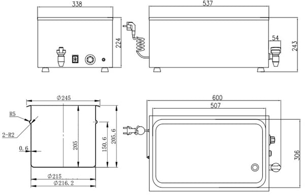 ECOLINE Bain-Marie GN 1/1 - 150 mm, mit Ablasshahn