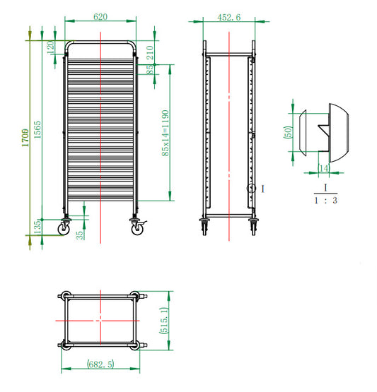 ECOLINE Regalwagen für 15 x EN 60 x 40