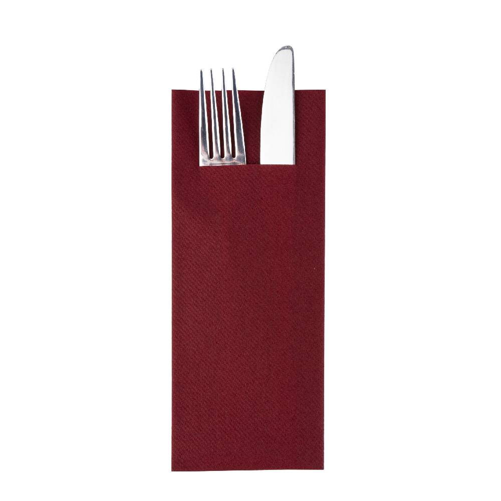 AIRLAID Bestecktaschen - 40 x 33 cm - 1/8 Falz - Bordeaux (75 Stück)