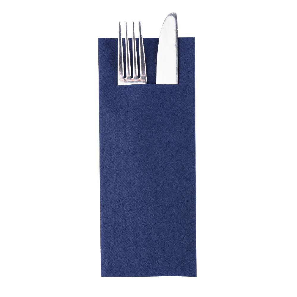 AIRLAID Bestecktaschen - 40 x 33 cm - 1/8 Falz - Blau (75 Stück)