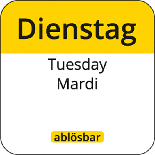 Tages-Etiketten 1" ablösbar - "Dienstag" (1.000 Stück)