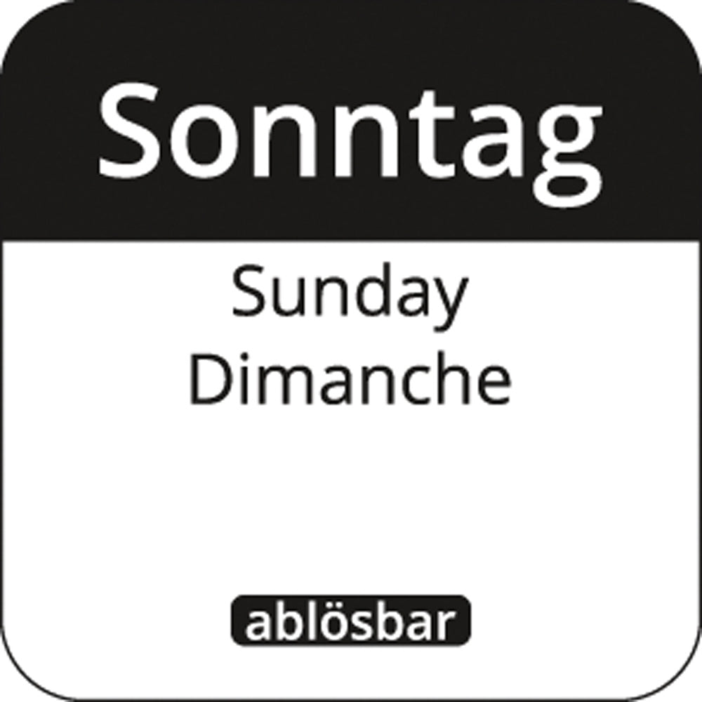 Tages-Etiketten 1" ablösbar - "Sonntag" (1.000 Stück)