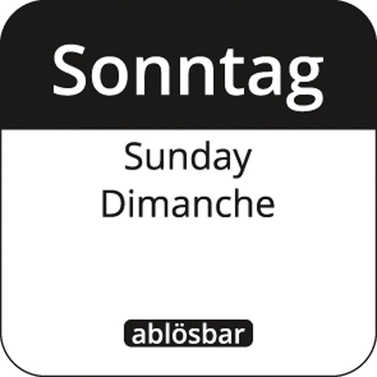 Tages-Etiketten 1" ablösbar - "Sonntag" (1.000 Stück)