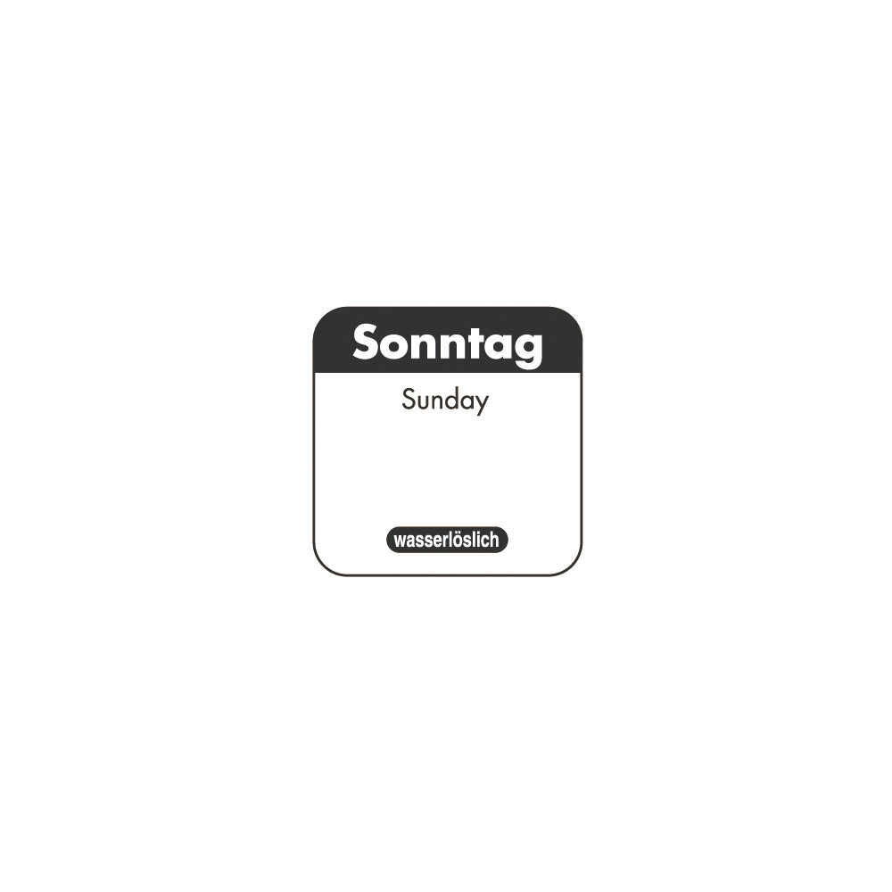 Tages-Etiketten 1" wasserlöslich - "Sonntag" (1.000 Stück)