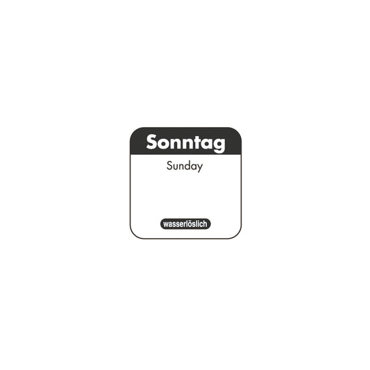 Tages-Etiketten 1" wasserlöslich - "Sonntag" (1.000 Stück)