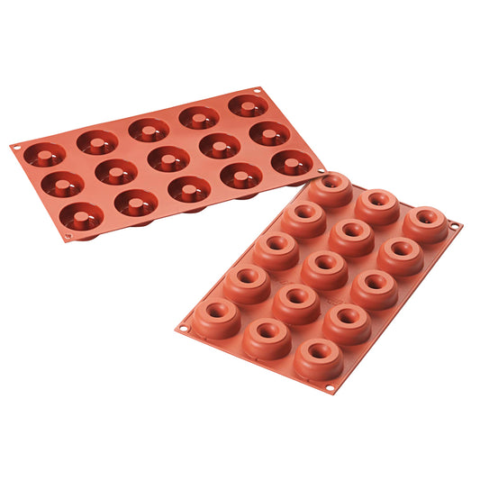 Silikon-Backform f. 15x Donuts - Ø 4,5 x 1,8 cm