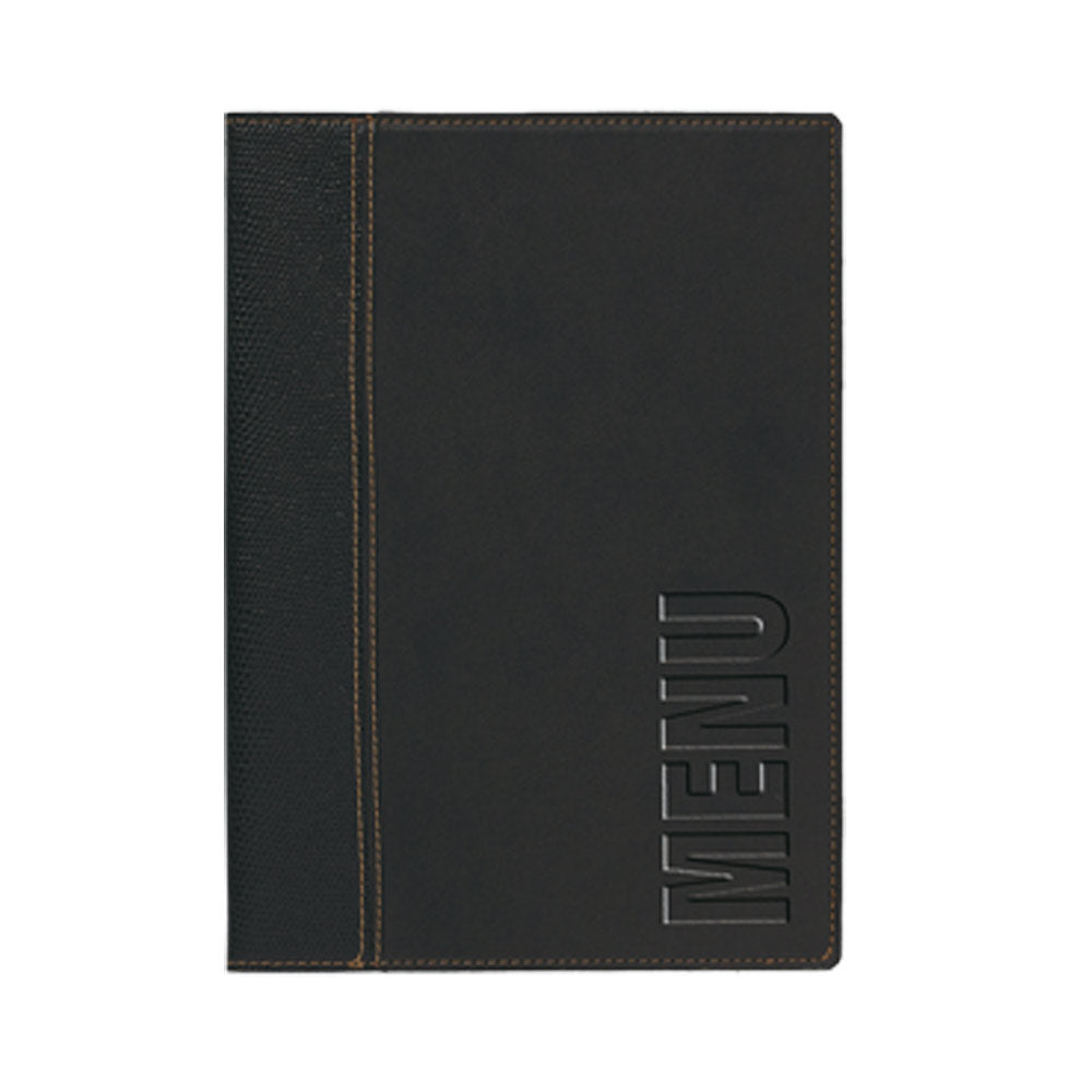 TREND LINE Speisekarte DIN A4 - Schwarz (mit 1 Doppelhülle = 4 Fenster)