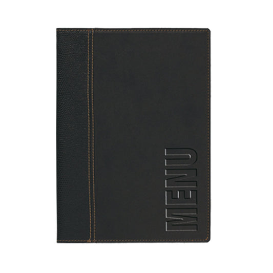 TREND LINE Speisekarte DIN A4 - Schwarz (mit 1 Doppelhülle = 4 Fenster)