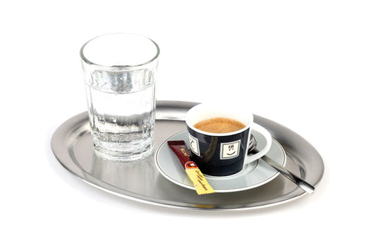 Café-Tablett oval - 29 x 22 cm (Edelstahl mattiert)