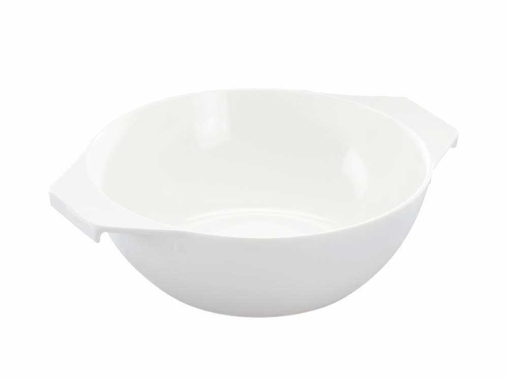 Eintopfschüssel  ø 19 x 6,7 cm - 1 l - Melamin weiß - mit Griffen