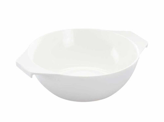 Eintopfschüssel  ø 19 x 6,7 cm - 1 l - Melamin weiß - mit Griffen