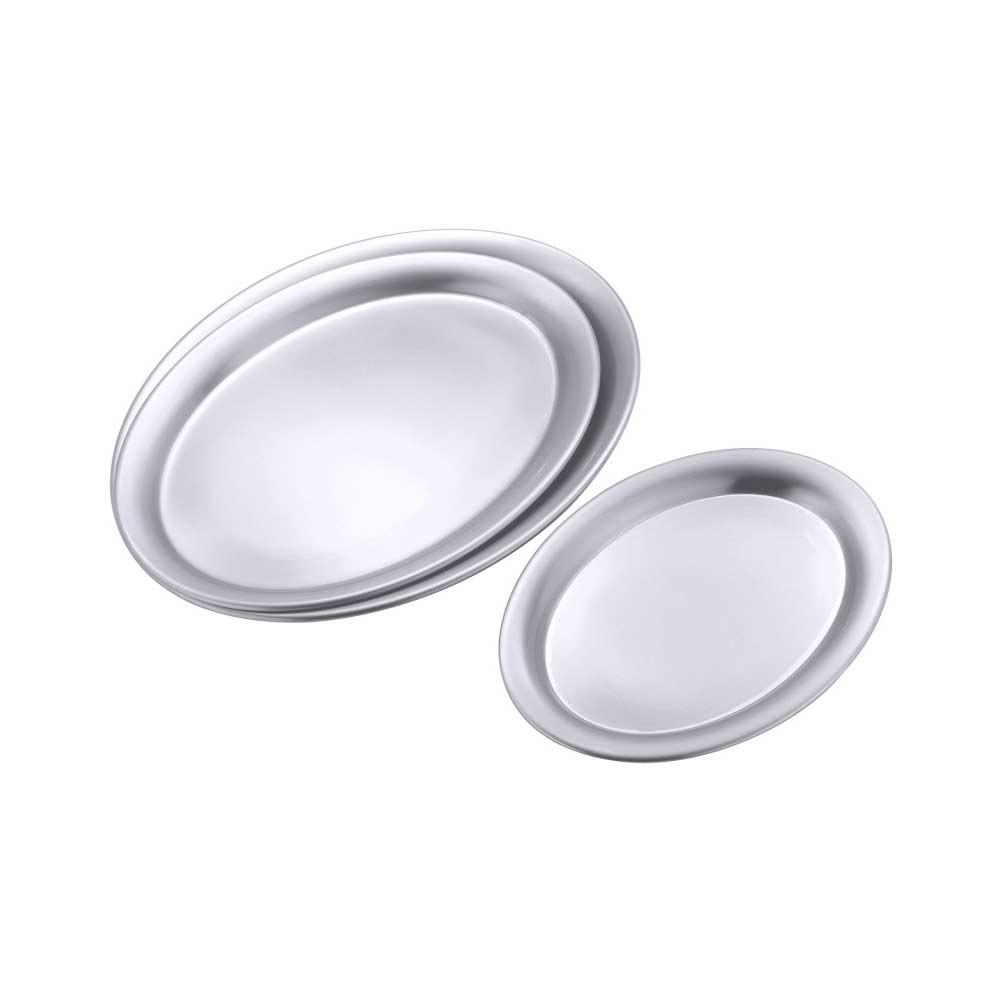 Serviertablett oval - Edelstahl matt - 20 x 14,5 cm