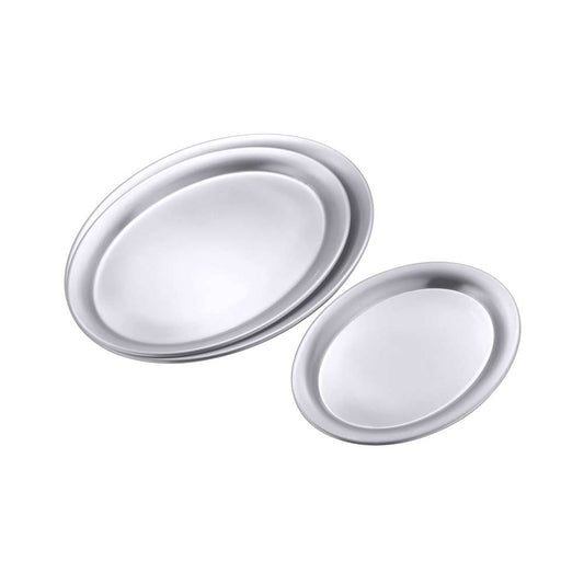 Serviertablett oval - Edelstahl matt - 20 x 14,5 cm