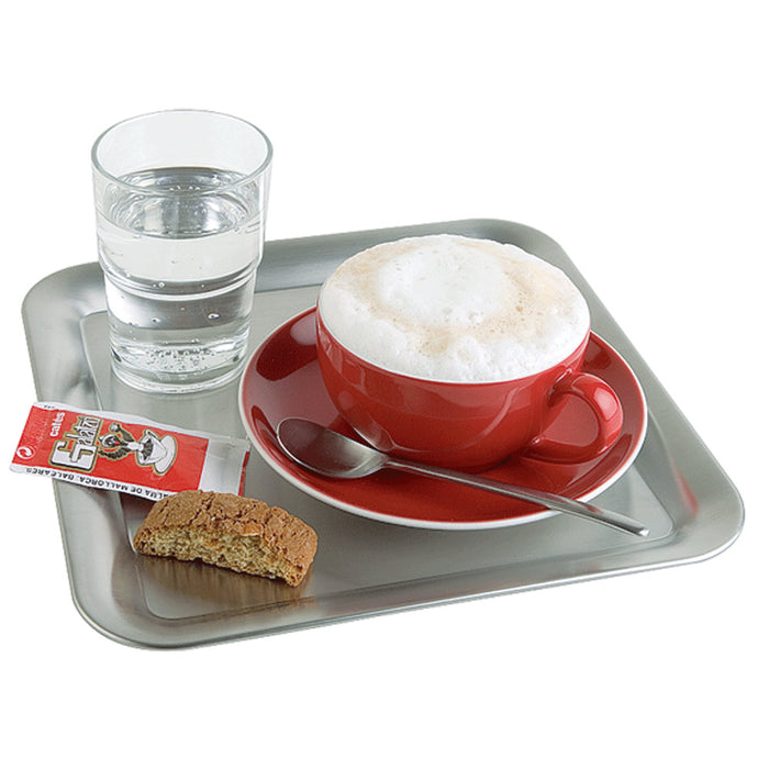 Café-Tablett quadratisch - 23 x 23 cm (Edelstahl mattiert)