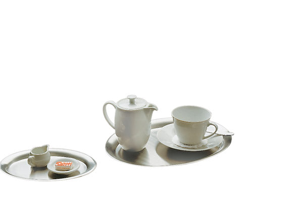 Café-Tablett oval - 19 x 15 cm (Edelstahl mattiert)