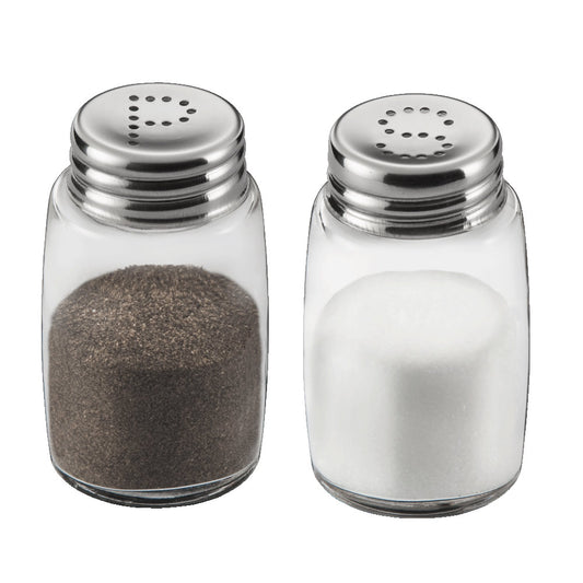 STANDARD Salz- & Pfefferstreuer-Set - Ø 4,2 x 7,2 cm (S+P Loch - Glas+Edelstahl)
