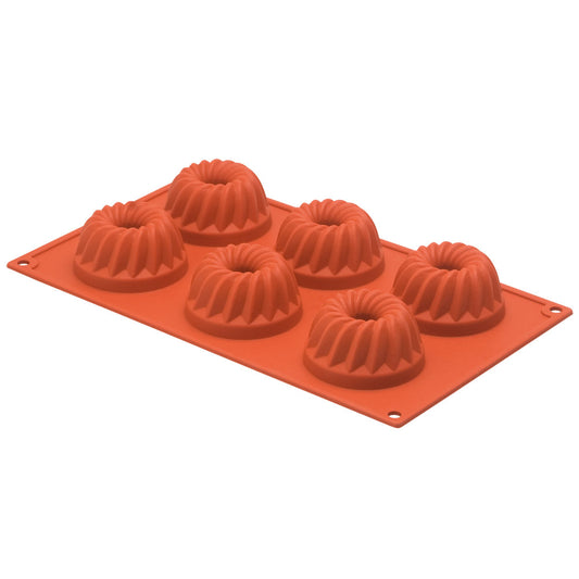 Silikonbackform für 6 Mini-Gugelhupf - Ø 7 x 3,6 cm