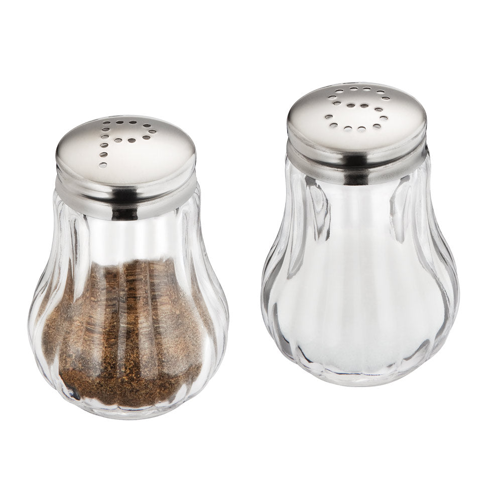 BASIC Salz- & Pfefferstreuer-Set - Ø 5 x 6,5 cm (S+P Loch - Glas+Edelstahl)