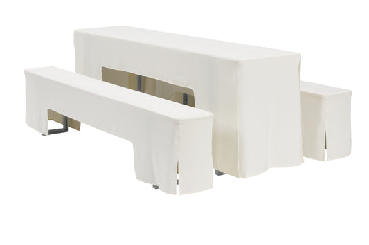 Biertischgarnitur-Hussen-Set - (3-teilig) - crème (Breite 70 cm)