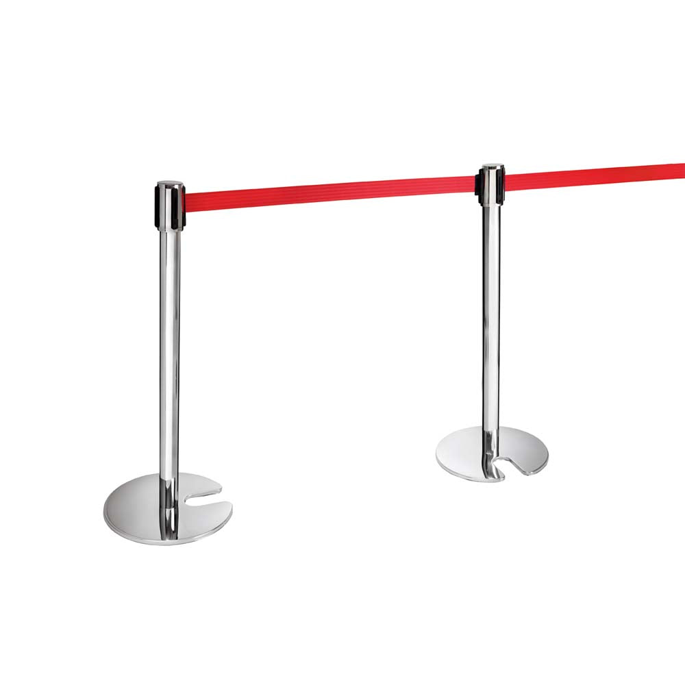 LIGNE Leitpfosten Edelstahl - Rotes Band (2 Stück - Ø 35 x 95 cm)