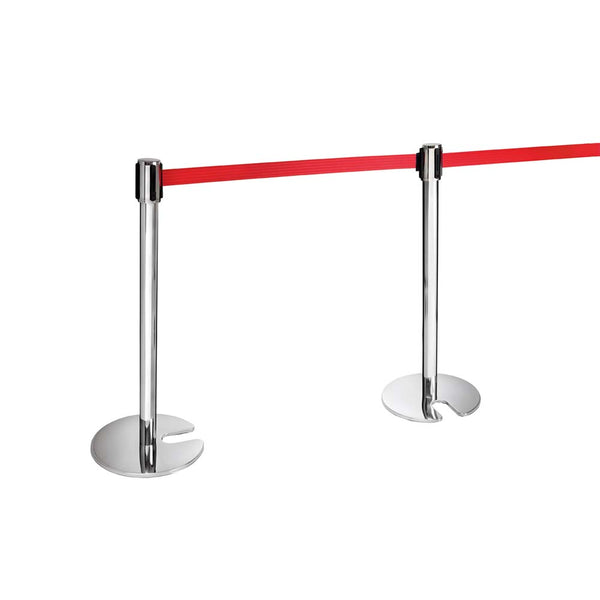 LIGNE Leitpfosten Edelstahl - Rotes Band (2 Stück - Ø 35 x 95 cm)