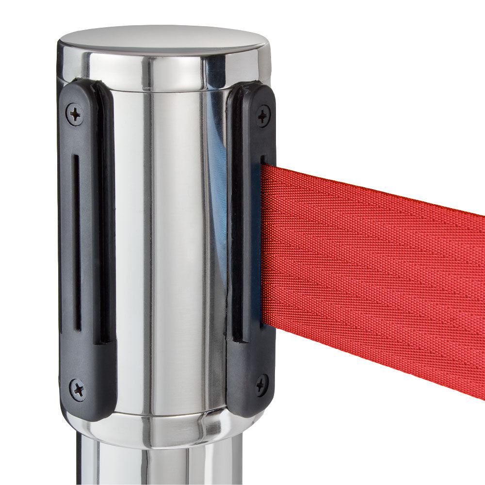 LIGNE Leitpfosten Edelstahl - Rotes Band (2 Stück - Ø 35 x 95 cm)