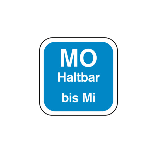 Haltbarkeits-Etiketten "Montag" - abwaschbar (Blau - 3*250 Stück)