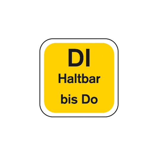 Haltbarkeits-Etiketten "Dienstag" - abwaschbar (Gelb - 3*250 Stück)
