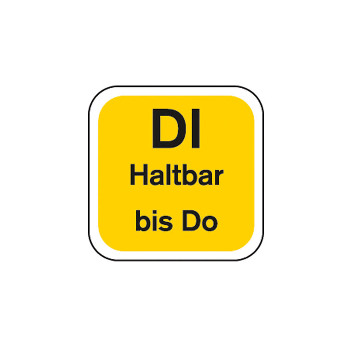 Haltbarkeits-Etiketten "Dienstag" - abwaschbar (Gelb - 3*250 Stück)