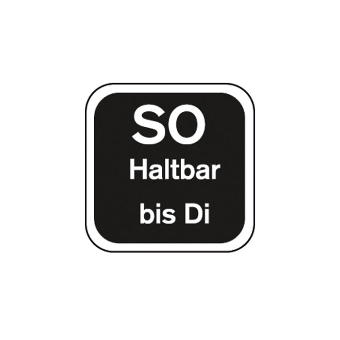 Haltbarkeits-Etiketten "Sonntag" - abwaschbar (Schwarz - 3*250 Stück)