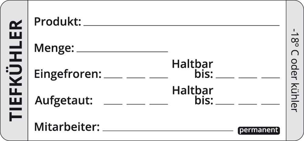 Tiefkühl-Haltbarkeits-Etikett - permanent (500 Stück)