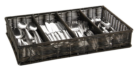 Besteckbehälter (GN 1/1) -  4 Mulden - Polyrattan