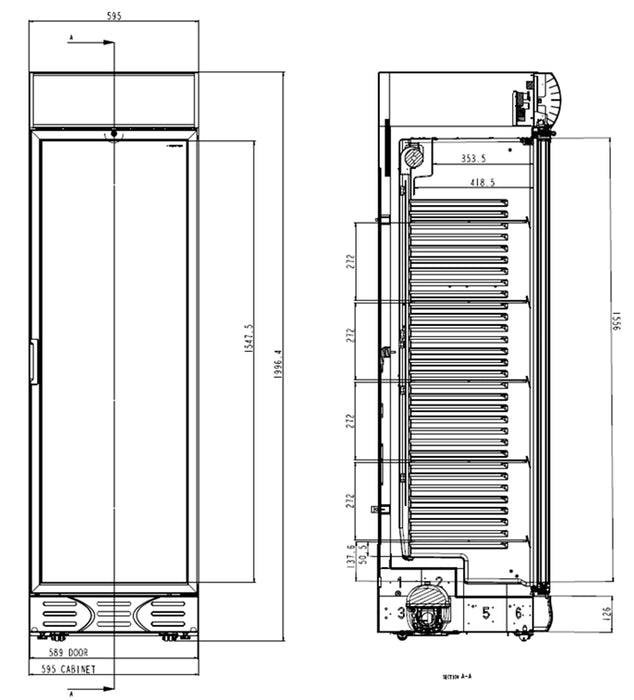 PROFILINE Getränkekühlschrank 382 Liter mit Leuchtaufsatz - Schwarz