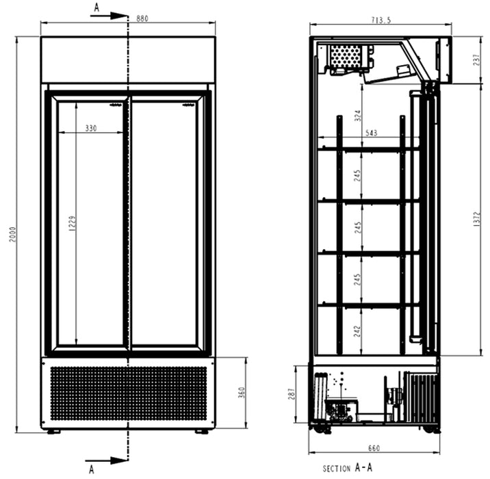 PROFILINE Getränkekühlschrank mit Schiebetüren 783 Liter