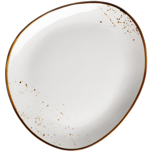 PINTAR Teller, oval - (29 x 26 cm) - Weiß mit braunen Punkten