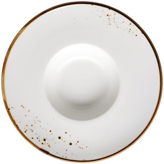 PINTAR Pastateller - 25 cl - (Ø 26 x 5 cm) - Weiß mit braunen Punkten