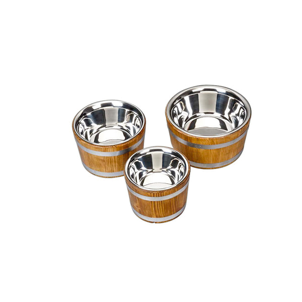 Holzfass mit Edelstahlschüssel - Ø 30 x 20 cm - Inhalt 3,5 l