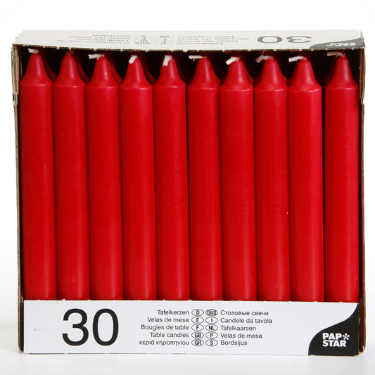 Tafelkerzen Ø 2,15 x 19,6 cm - Rot (4 x 30 Stück)