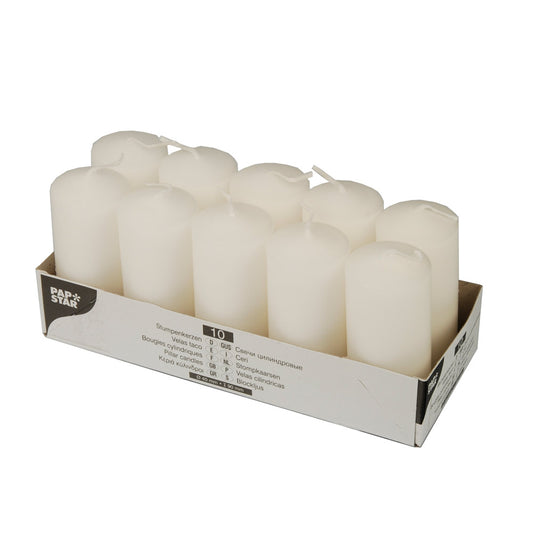 Stumpenkerzen Ø 4 x 9 cm - Weiß (4 x 10 Stück)