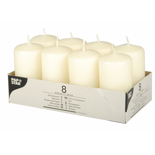 Stumpenkerzen Ø 5 x 10 cm - Crème (6 x 8 Stück)